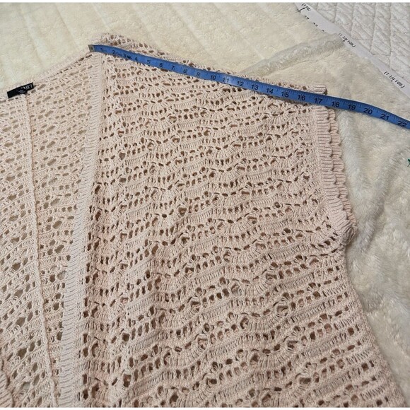 ANA A New Approach Woman Crocheted Kimono Cover up Cotton Ramie Cardigan Size 1X - Picture 7 of 9